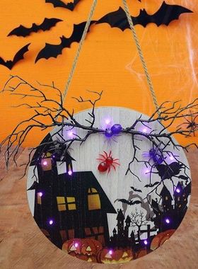 Halloween Dekorasi Baru Pelat Pintu Kayu dengan Lampu untuk