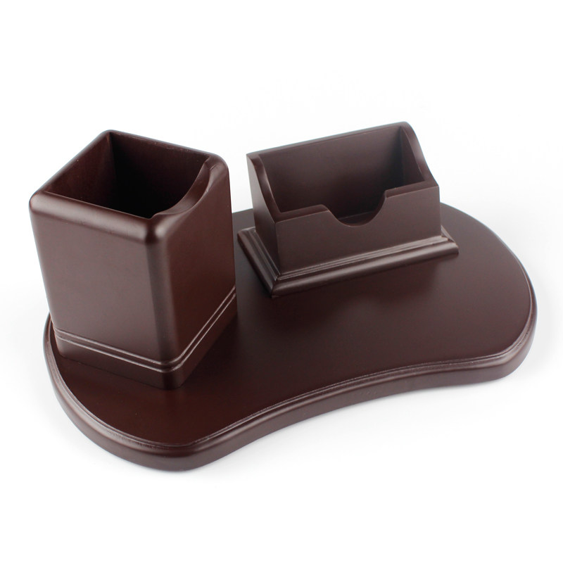 极速木质多功能笔筒办公室桌面简约现代名片盒 收纳商务摆件定制l