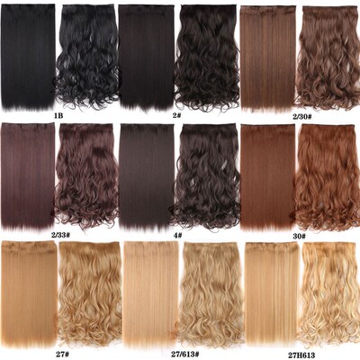 好货Long Straight Wavy 5 Clips Hair Extensions Synthetic Cli