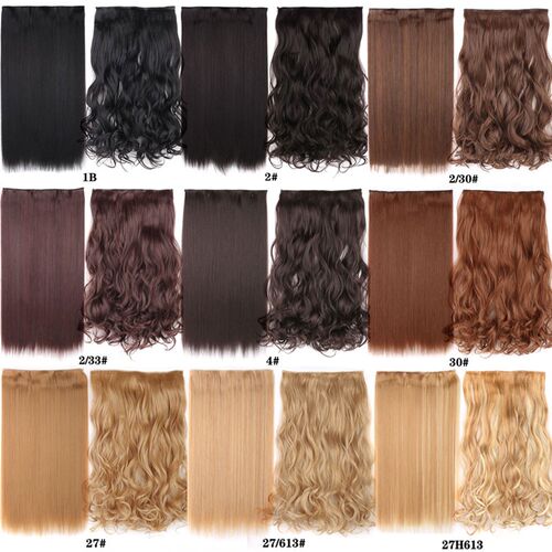 好货Long Straight Wavy 5 Clips Hair Extensions Synthetic Cli