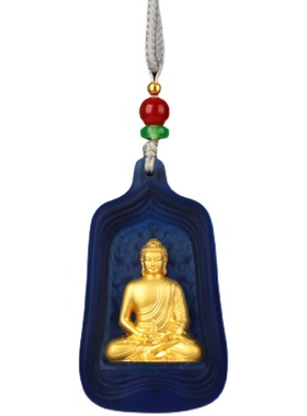 药师琉璃光佛像吊坠绿度母项链男女挂件藏式配饰琉璃打造复古装饰