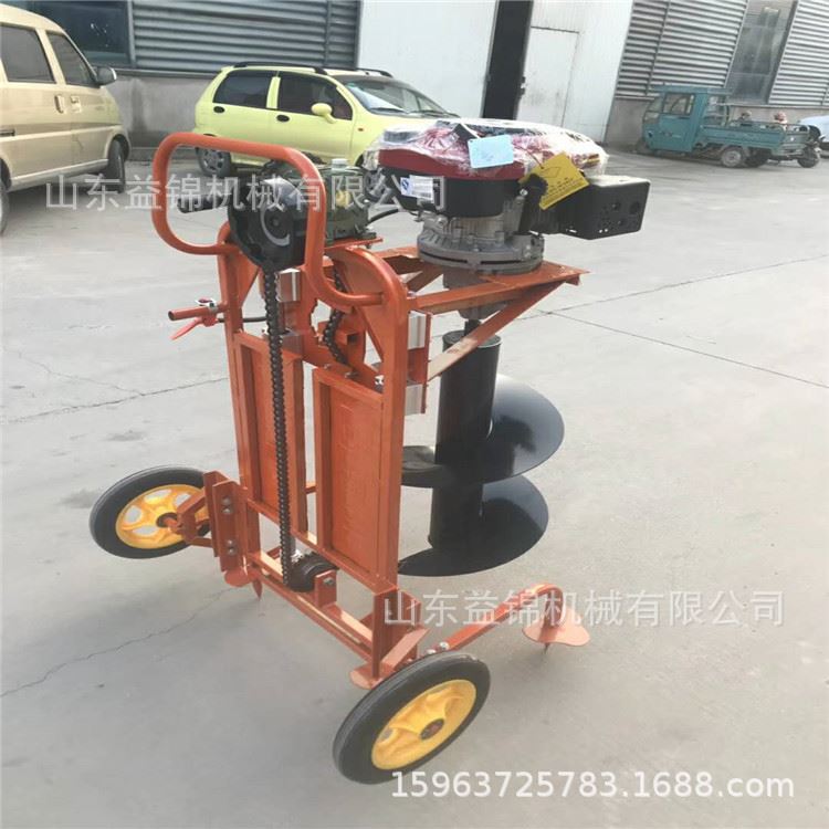 多功能硬土质植树挖坑机二冲程便捷式汽油地钻机独轮立柱打眼机