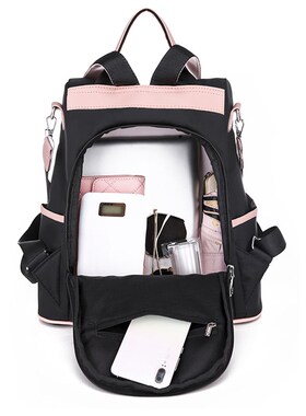 好货Women Casual Oxford Cloth Contrast Color Backpack Should