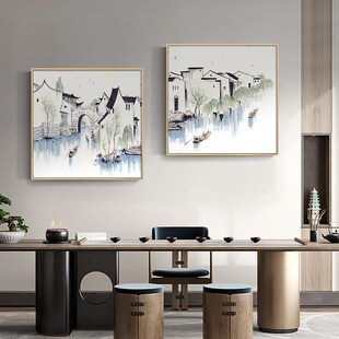 好货吴冠中装饰画客厅沙发背景墙水墨挂画江南水乡新中式茶室禅意