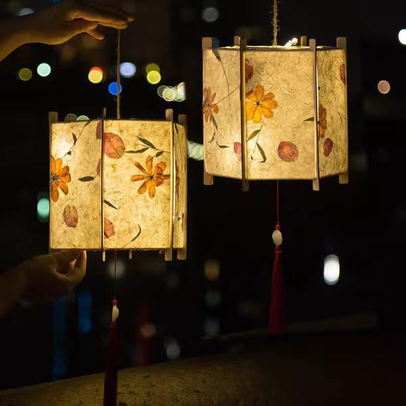 新年灯笼儿童DIjY手工制作灯笼材料包古风创意汉服手提花灯宫灯