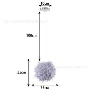 简约卧室装 饰灯羽毛吊灯轻奢客厅灯温馨浪漫女孩房间羽毛圆球灯饰