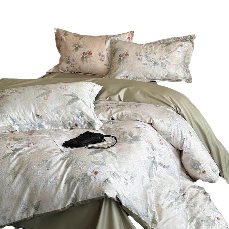 高级时髦感！秋冬美式100S高支长绒棉四件套花卉冰丝被套床单南通,床上用品,床品套件/四件套/多件套,淘宝优惠券,粉丝福利购,淘宝优惠卷
