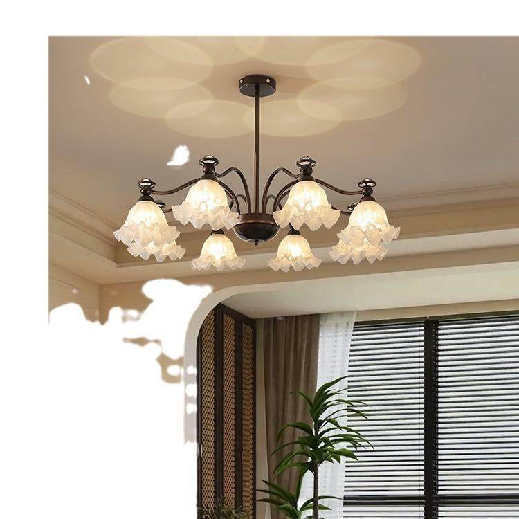 美式田园客厅吊灯创意网红铃兰花朵灯复古乡村灯具中古餐厅卧室灯,家装灯饰光源,智能吊灯,淘宝优惠券,粉丝福利购,淘宝优惠卷