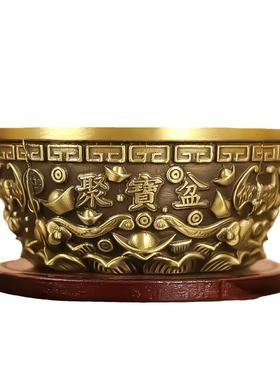 黄铜五福聚宝盆铜器如意五福聚宝缸家居办公室铜摆件工艺品厂