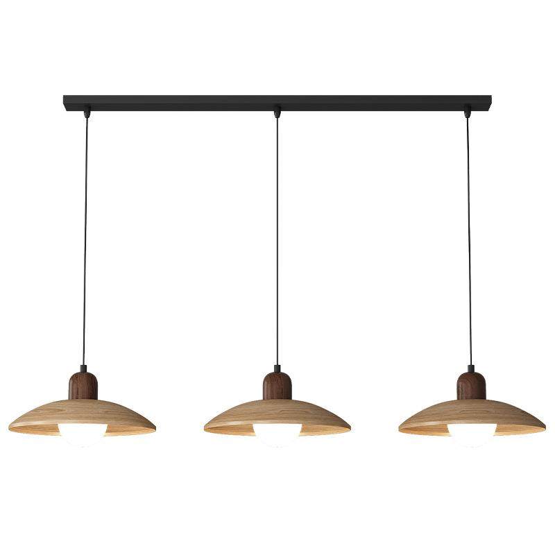 中古侘寂风餐厅吊灯胡桃木色简约个性艺术飞盘3头餐桌吧台小吊灯,家装灯饰光源,智能吊灯,淘宝优惠券,粉丝福利购,淘宝优惠卷