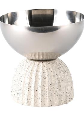 网红高脚水果盘家用客厅茶几餐桌零食盘轻奢摆件样板房售楼处饰品