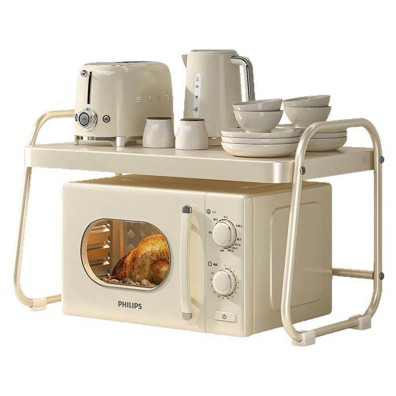 奶油风厨房置物架微波炉烤箱架子家用双层台面桌面电饭锅收纳支架,厨房/烹饪用具,抹布架/厨房清洁收纳架,淘宝优惠券,粉丝福利购,淘宝优惠卷