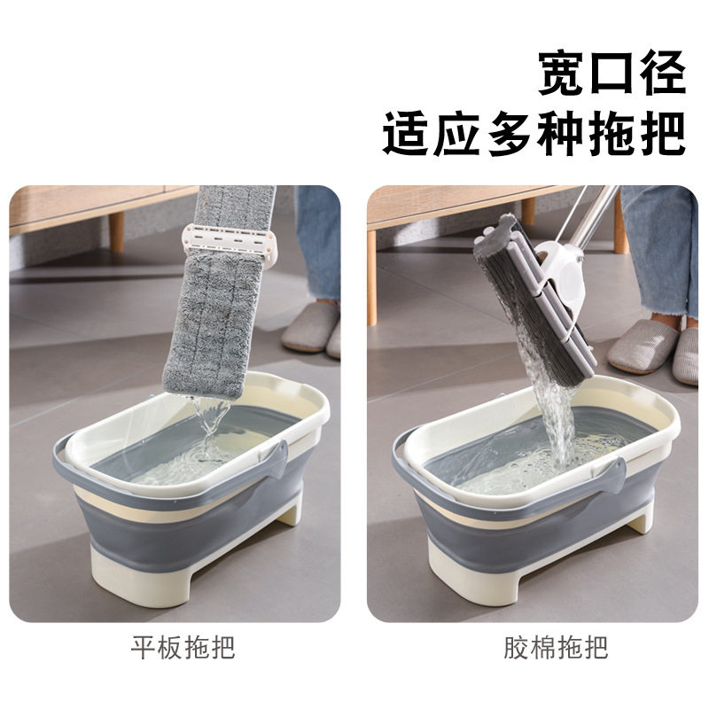 速发折叠水桶塑料拖把桶提手储水拖地盆家用一拖净免手洗胶棉平板