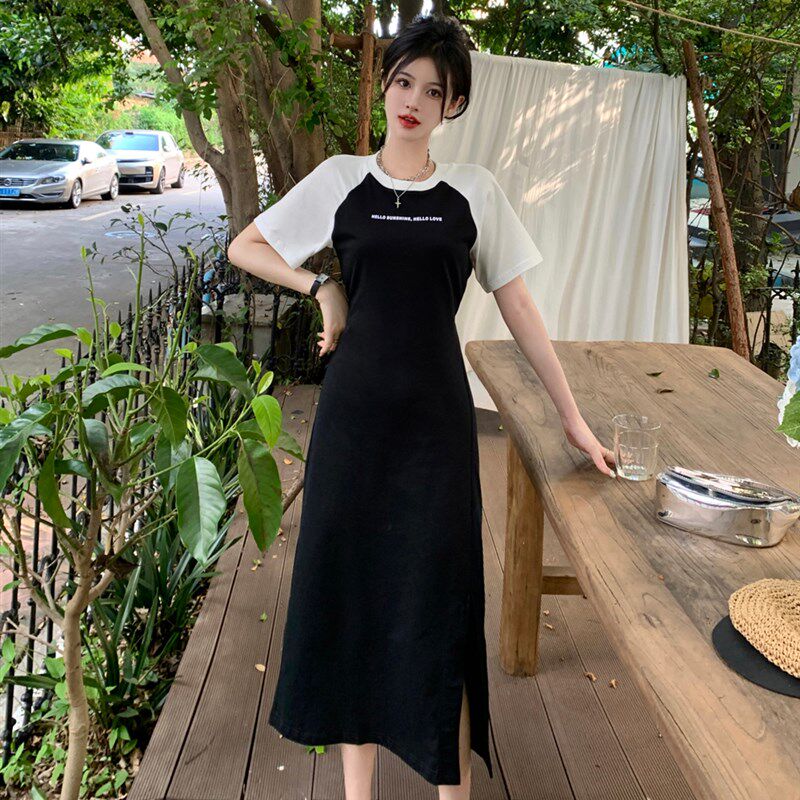 现货大码休闲裙显瘦遮肚连衣裙女2023夏季新款胖mZm收腰裙子