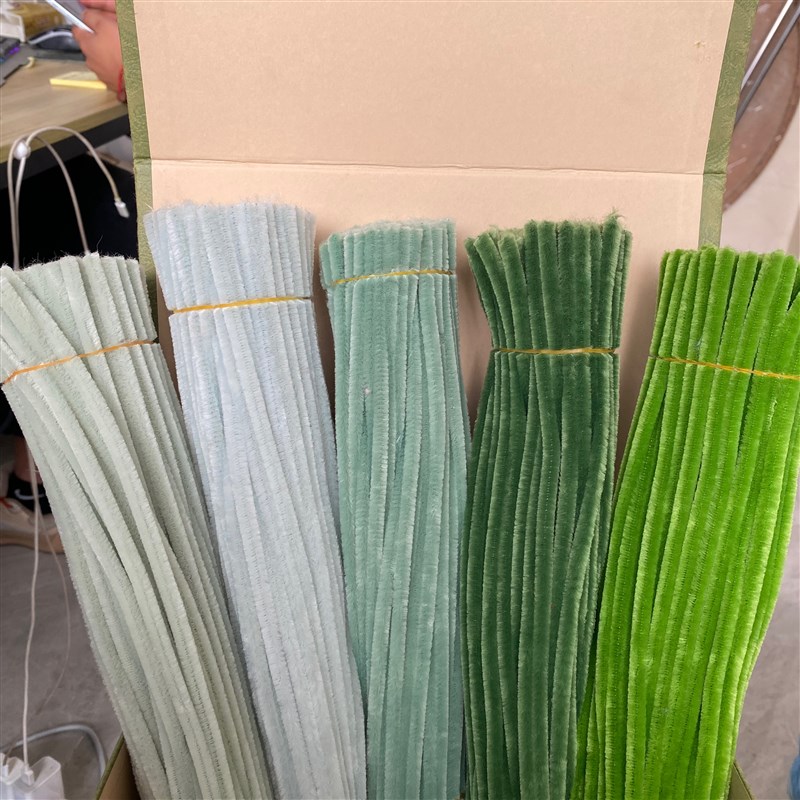 速发绿色系佰宁8MM加粗毛根儿童手工制作材料花加密手作超密扭扭