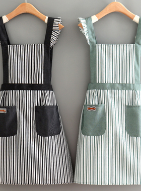 速发家用厨房做饭围裙韩可洋气新款版爱腰档成人透气帆布围高工作