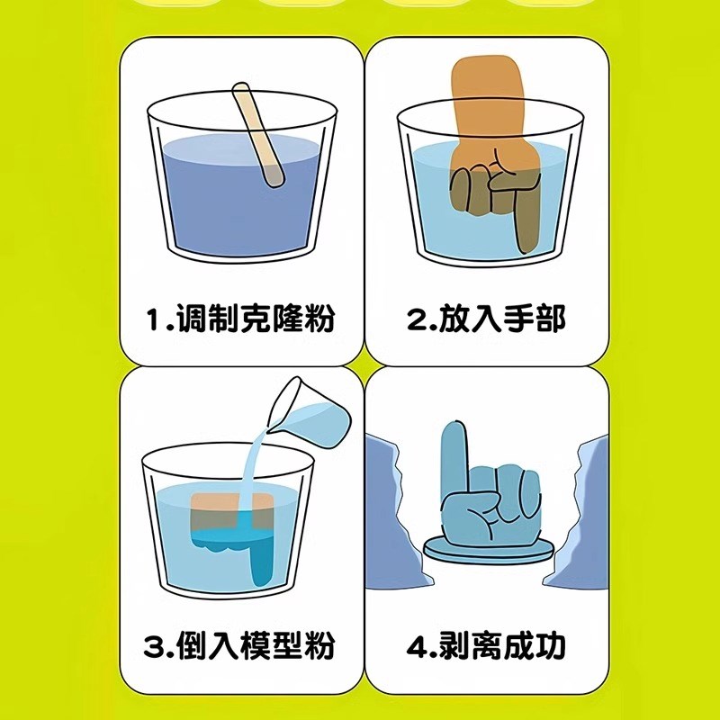 速发克隆手指儿童手模型石膏自制手膜克隆粉宝宝手脚脱模具材料包