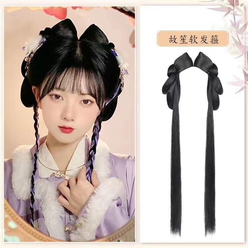速发汉发假发一体式懒发服箍人束软发髻古代头饰造型假发古装盘包
