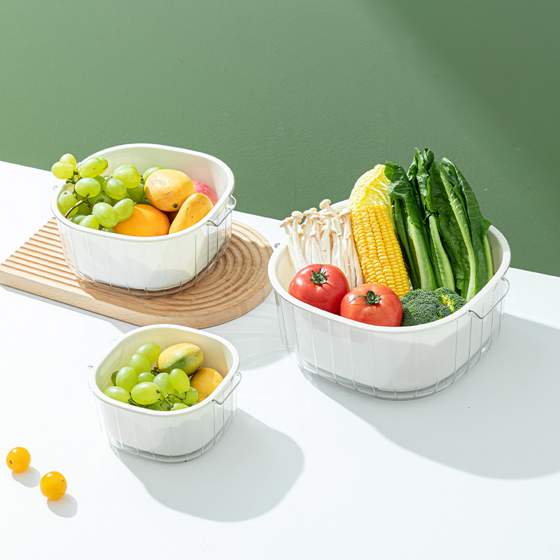 速发洗层双菜盆沥洗篮厨房家用塑料水果盘客厅滤水淘菜水菜篮子