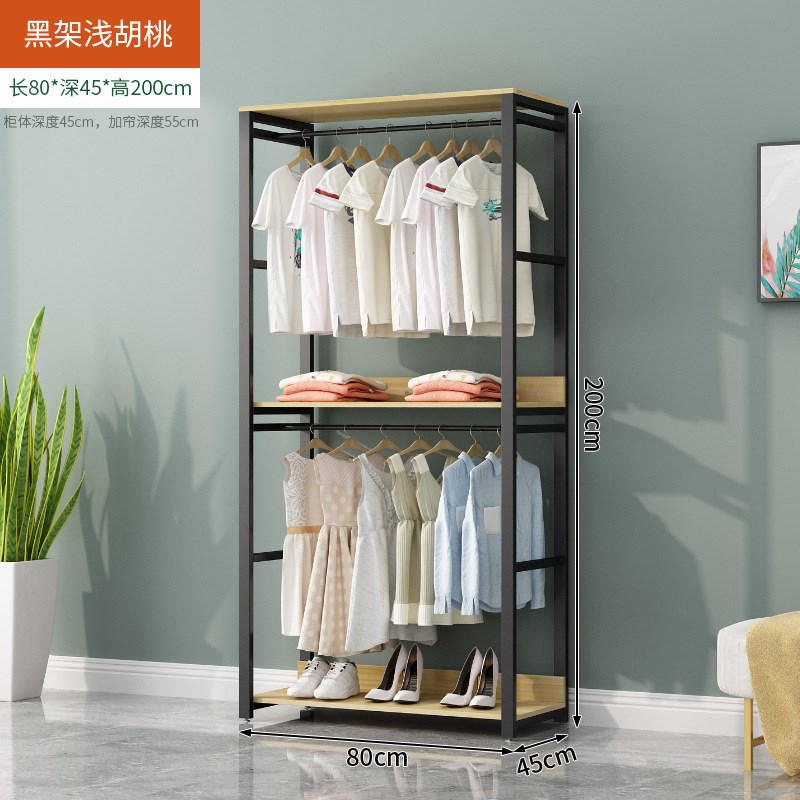 速发简易衣柜简约家用卧室户艺布帘门衣架收纳柜房小铁型衣橱