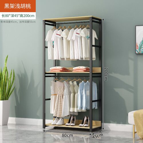 速发简易衣柜简约家用卧室户艺布帘门衣架收纳柜房小铁型衣橱
