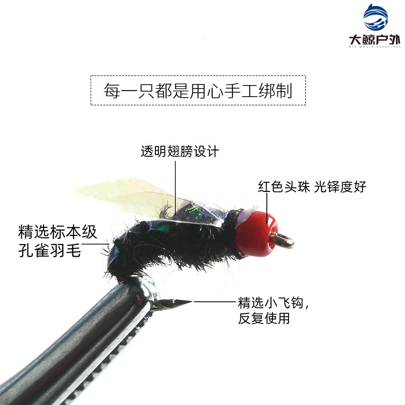 速发路亚苍蝇饵飞蝇钩绿豆蝇马口白条罗非鱼翘嘴掠食性淡水鱼假饵