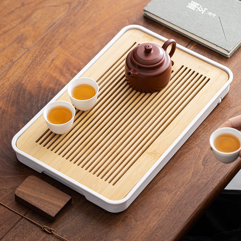 速发茶盘家用轻奢小型沥功水式茶台储夫茶具竹茶海简泡干约台托盘