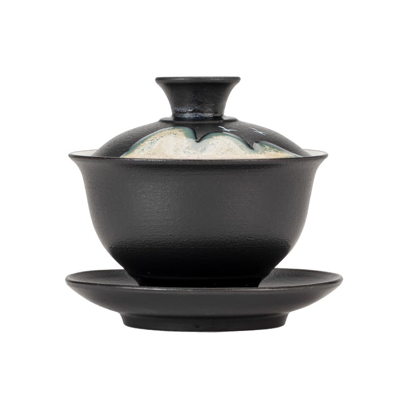 速发远山三才盖碗手绘釉画彩粗陶大号喝茶碗功夫茶具泡茶器LOGO