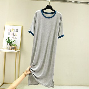 速发春薄外代裙长尔长袖连衣裙家居服睡裙睡衣中长款休闲可莫穿