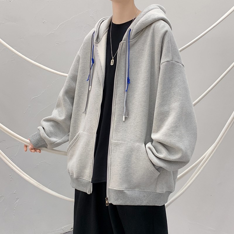 速发新款纯色士男卫衣长袖上衣服韩版百搭宽松连帽衫潮流外链开衫