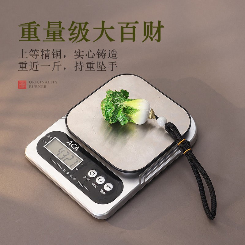 速发白菜纯黄铜小号摆件百财创意车载吊坠挂件手中有财收银台手把