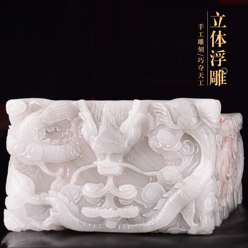 速发阿富汗玉盒加大双人合葬防潮防腐墓地龙凤款迁坟石头下葬