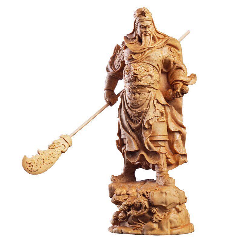 速发关公武财神像黄杨木雕刻关品爷仿古手居艺二家工客厅装饰人物