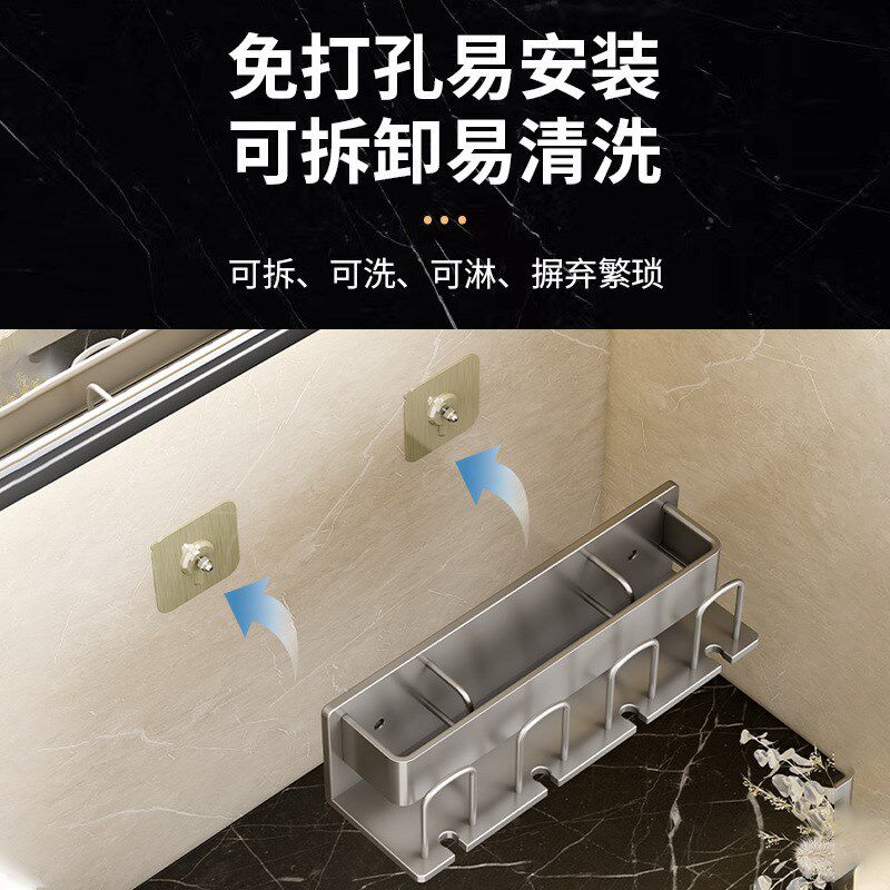 速发牙刷置物架动生间免打孔吸盘壁挂式太空铝电卫漱口杯牙杯纳收