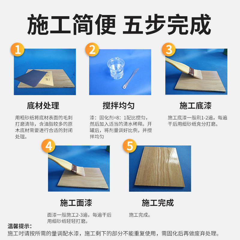 速发度木环保透明清水性地板漆高硬实耐磨聚酯漆旧家俱木门木器翻
