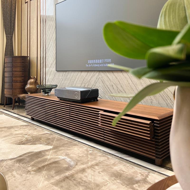 意式极简北美黑胡桃木电视柜实木客厅地柜储物柜卧室九斗柜卧室柜