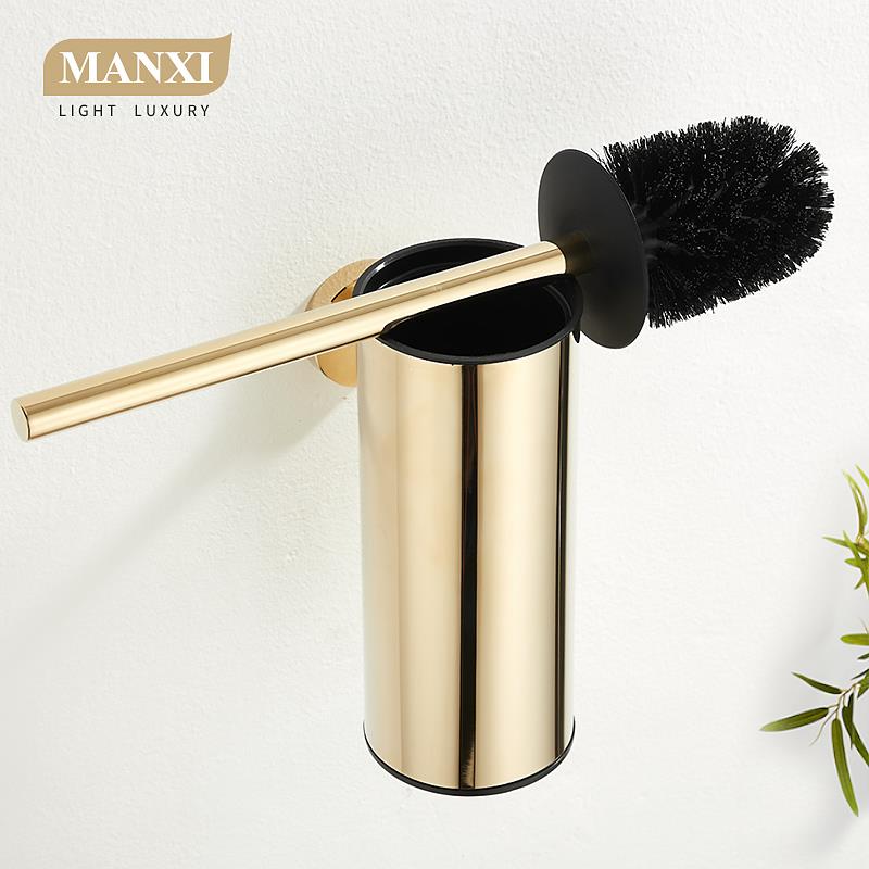 马桶刷架无死角家用免打孔洗厕所刷子壁挂卫生间立式套装轻奢金色
