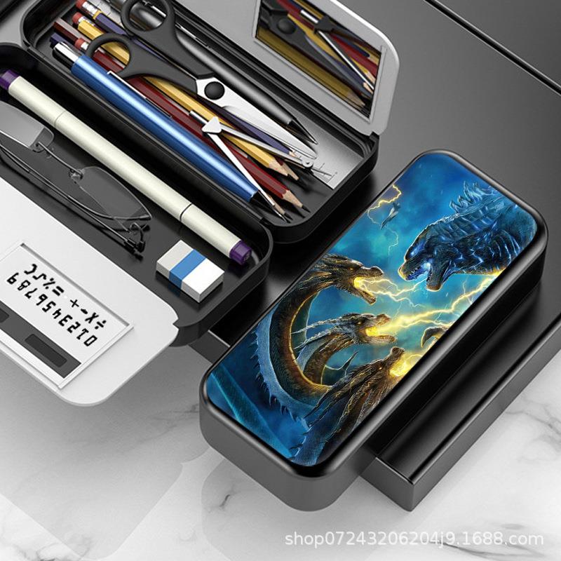 哥斯拉大战金刚文具盒男孩小学生笔袋多功能大容量笔盒动漫收纳盒