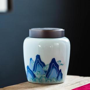 收纳盒 陶瓷茶叶罐大号普洱存茶罐家用密封红茶储物醒茶缸茶桶包装