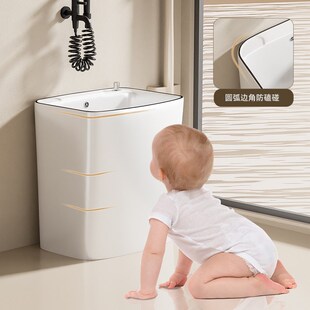 卫蓝经典加深拖把池加高阳台落地式洗拖布池家用可移动拖把盆W146