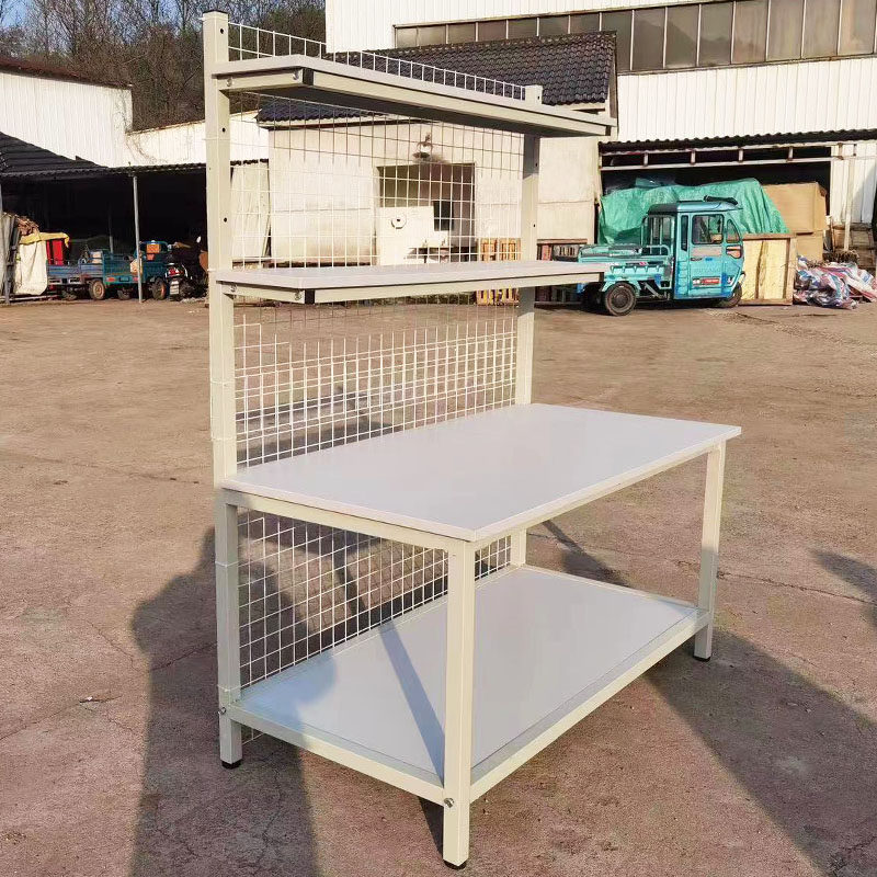 电商工作台带网片大桌子铁架打包台车间生产线桌流水线工作台桌子