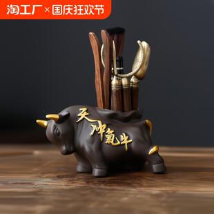 茶道六君子茶具配件功夫用品茶勺茶夹茶笔筒工具茶盘摆件喝茶收纳