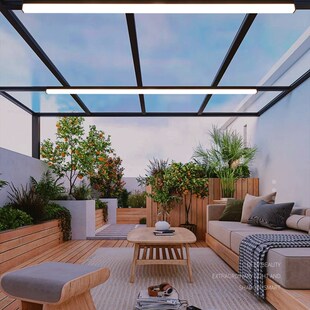 精选玻璃阳光房专用长条灯吸顶灯智能遥控阳台灯防潮防虫耐高温雨