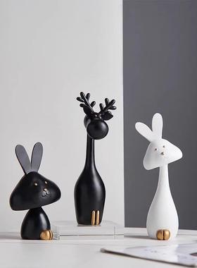 兔子摆件轻奢高档客厅酒柜装饰品家居玄关电视柜子高级感小众软装