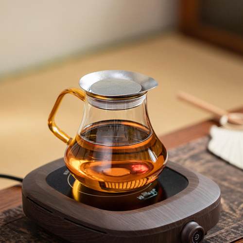 北大史新款玻璃泡茶壶轻奢纯钛过滤网茶壶家用大容量高硼硅花茶壶