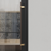 极简玻璃门拉手胡桃木对装 商店铺推拉有框实木门把手原木金色扶手