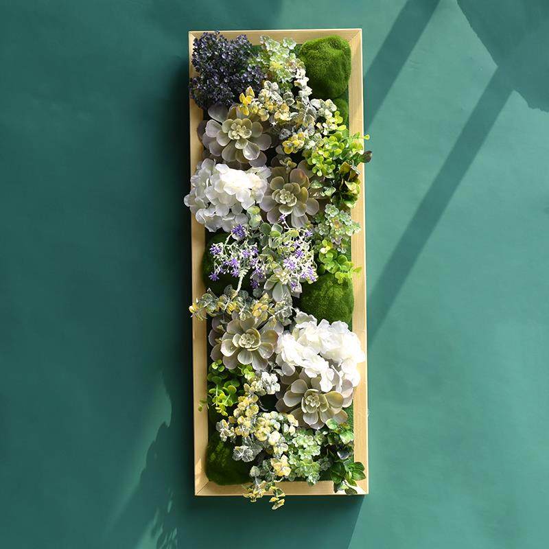 壁挂植物装饰绿植实木墙壁背景墙鹿头仿真多肉挂件饰北欧墙面家居