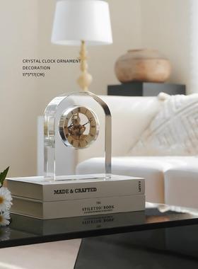 迷屿家居轻奢水晶时钟手工台钟 钟坐钟家用客厅桌面时钟书桌玄关