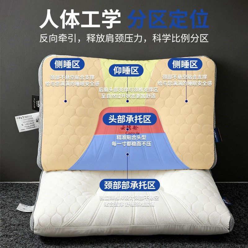 精选反弓乳胶牵引枕头护颈椎助睡眠专用枕芯一对装家用护颈枕可拆