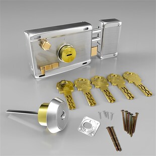 精选老式防盗门锁家用通用型铁门锁木门锁暗锁防撬大门锁套装外装